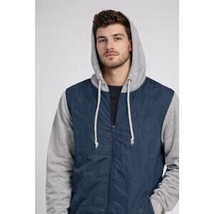 Volcom Jacket Mens Medium Blue Hooded Zip Cotton Blend Lined Casual Hoodie